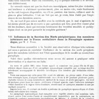 0082 - Page 82 - Société de neurologie de Paris. Séance du 7 février 1918. Communications et présentations. VII. Causalgie du nerf médian, par blessure à la partie moyenne du bras ; insuffisance de la sympathectomie périartérielle ; guérison par la section et suture du nerf au poignet, par M. J. Tinel / VIII. Influence de la section des nerfs périphériques des membres inférieurs sur le tonus médullaire dans la paraplégie spasmodique, par M. J. Tinel