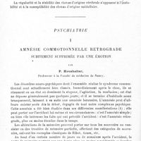 0118 - Page 118 - Mémoires originaux. Neurologie. III. Contribution à l'étude clinique du clonus du pied, par William Boven et P. Béhague (Clinique des maladies du système nerveux, Professeur Pierre Marie) / Psychiatrie. I. Amnésie commotionnelle rétrograde subitement supprimée par une émotion, par P. Haushalter...