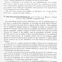 0141 - Page 141 - Analyses. Neurologie. Études spéciales. Nerfs périphériques. Polynévrite aiguë fébrile, par Gordon Holmes. British medical Journal... / Des polynévrites diabétiques, par A. Pitres et L. Marchand. Progrès médical...