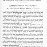 0197 - Page 197 - Société de neurologie de Paris. Séance du 11 avril 1918. Communications et présentations. I. Sur le pronostic des troubles réflexes, par Cl. Vincent