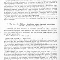 0214 - Page 214 - Société de neurologie de Paris. Séance du 11 avril 1918. Communications et présentations. IV. Un nouveau cas d'aplasie lamineuse de la face, par MM. Henry Meige et P. Béhague / V. Un cas de réflexe achilléen contralatéral homogène, par MM. J. Babinski et I. Moricand