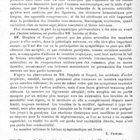 0410 - Page 410 - Analyses. Neurologie de guerre. Paralysies, contractures, troubles trophiques et réflexes. De l'oblitération traumatique des artères des membres. L'ischémie nerveuse des blessés de guerre, par René Desplats... et André Buquet. Bulletins et mémoires de la Société de chirurgie de Paris... / Un cas de myopathie hypertrophique du membre supérieur avec hypertrophie parallèle du squelette, par Henri Claude et J. Lhermitte. Paris médical...
