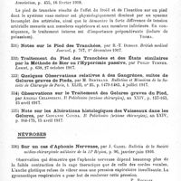 0427 - Page 427 - Analyses. Neurologie de guerre. Gelures. Main de tranchées, par Péré et Boyé. Bulletins et mémoires de la Société de chirurgie de Paris... / Étiologie et traitement du pied de tranchée, par Joshua-E. Sweet, George-W. Norris et Harry-B. Wilmer. Journal of the American medical Association... / Névroses. Sur un cas d'aphonie nerveuse, par J. Garel. Bulletin de la Société médico-chirurgicale militaire de la 14e Région...