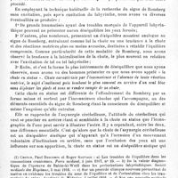 0501 - Page 501 - Société de neurologie de Paris. Séance du 6 mai 1918. Communications et présentations. XIII. Le syndrome « chute en statue » modalité particulière du déséquilibre statique chez les commotionnés et les traumatisés du crâne, par MM. R. Cestan, Paul Descomps, J. Euzière et R. Sauvage