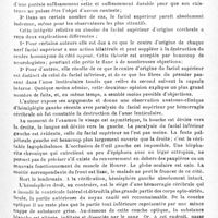 0079 - Page 73 - Analyses. Neurologie. Études spéciales. Cerveau. La paralysie du facial supérieur dans l'hémiplégie cérébrale, par P. Le Damany... Presse médicale...