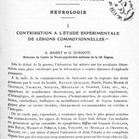 0103 - Page 97 - Mémoires originaux. Neurologie. I. Contribution à l'étude expérimentale de lésions commotionnelles, par A. Mairet et G. Durante...