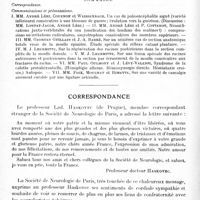 0132 - Page 120 - Société de neurologie de Paris. Séance du 6 février 1919. Sommaire / Correspondance [Professeur docteur Haskovec]
