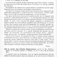 0360 - Page 346 - Analyses. Neurologie. Études spéciales. Glandes à sécrétion interne et syndromes glandulaires. Études sur la glande pinéale, par Giosuè Biondi. Rivista italiana di Neuropatologia, Psichiatria ed Elettroterapia... / Études sur la glande pinéale. Observations expérimentales et cliniques, par Gilbert Horrax... The Archives of Internal Medicine... / Sur la nature des cellules épiphysaires, par P. del Rio Hortega. Boletin de la Sociedad espanola de Biologia... / Hyperplasie du corps pinéal, par Howard-H. Bell. Journal of nervous and mental Disease...