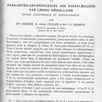 0419 - Page 399 - Mémoires originaux. Neurologie. II. Para-ostéo-arthropathies des paraplégiques par lésion médullaire. Étude anatomique et histologique, par Mme Dejerine, M. André Ceillier et Mlle Yv. Dejerine. Société de neurologie de Paris (Séance du 15 mai 1919)