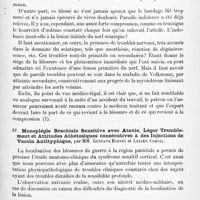 0475 - Page 453 - Société de neurologie de Paris. Séance du 15 mai 1919. Communications et présentations. III. Un cas de maladie de Volkmann au membre inférieur, par M. A. Souques / IV. Monoplégie brachiale sensitive avec ataxie, léger tremblement et attitudes athétosiques consécutives à des injections de vaccin antityphique, par MM. Gustave Roussy et Lucien Cornil
