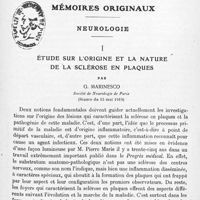 0503 - Page 481 - Mémoires originaux. Neurologie. I. Étude sur l'origine et la nature de la sclérose en plaques, par G. Marinesco. Société de neurologie de Paris (Séance du 15 mai 1919)