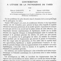 0511 - Page 489 - Mémoires originaux. Neurologie. II. Contribution à l'étude de la pathogénie du tabes, par Odilon Gallotti... et Sergio Azevedo... (Professeur Austregesilo)