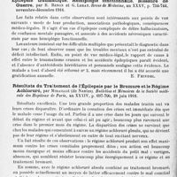 0570 - Page 546 - Analyses. Neurologie. Études spéciales. Névroses. Épilepsie tardive et ictère à rechutes, par Laignel-Lavastine et Victor Ballet. Bulletins et mémoires de la Société médicale des hôpitaux de Paris... / Épilepsie traumatique. Hémiplégie fonctionnelle. Blessure de guerre, par R. Benon et G. Lerat. Revue de médecine... / Résultats du traitement de l'épilepsie par le bromure et le régime achloruré, par Miraillié... Bulletins et mémoires de la Société médicale des hôpitaux de Paris... / Migraine oculaire associée et liquide céphalo-rachidien, par J.-A. Sicard et H. Roger. Société médico-chirurgicale de la 15e Région..., in Marseille médical...