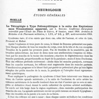 0639 - Page 613 - Analyses. Neurologie. Études générales. Moelle. La tétraplégie à type poliomyélitique à la suite des explosions sans traumatisme apparent, par L. Bonomo. Conférence chirurgicale interalliée pour l'étude des plaies de guerre... Archives de médecine et de pharmacie militaires...