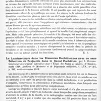0640 - Page 614 - Analyses. Neurologie. Études générales. Moelle. La tétraplégie à type poliomyélitique à la suite des explosions sans traumatisme apparent, par L. Bonomo. Conférence chirurgicale interalliée pour l'étude des plaies de guerre... Archives de médecine et de pharmacie militaires... / Les blessures de la moelle, par L. Bonomo. Conférence chirurgicale interalliée pour l'étude des plaies de guerre... Archives de médecine et de pharmacie militaires... / La laminectomie dans les blessures rachidiennes avec ou sans rétention de projectile dans le canal rachidien, par L. Bonomo. Conférence chirurgicale interalliée pour l'étude des plaies de guerre... Archives de médecine et de pharmacie militaires...