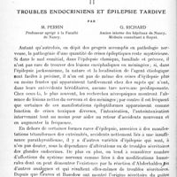0724 - Page 698 - Mémoires originaux. Neurologie. II. Troubles endocriniens et épilepsie tardive, par M. Perrin... ; G. Richard...