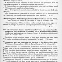 0825 - Page 797 - Analyses. Neurologie. Études spéciales. Chirurgie des nerfs. Une série de plaies de nerfs périphériques étudiées au point de vue chirurgical, par J.-L. Joyce. The British Journal of Surgery... / Quelques points de technique dans les interventions sur les nerfs, par A. Lavenant. Société des chirurgiens de Paris... / Sur l'électrisation directe des troncs nerveux, au cours d'une intervention pour blessure de guerre, par la méthode des courants faradiques unipolaires, par Camillo Negro. R. Accademia di Medicina di Torino... / Observation sur les résultats des sutures et des libérations nerveuses, par Maurice Parin. Thèse de Paris..., 1917 / Sur l'intervention chirurgicale dans les blessures des nerfs par projectiles de guerre, par Mario Fasano. Il Policlinico (sezione pratica)...