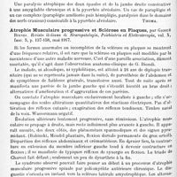 0880 - Page 844 - Analyses. Neurologie. Études spéciales. Moelle. La myélite aiguë syphilitique, par Guido Izar. Pathologica... / Altérations organiques du système nerveux central à la suite d'infections en foyers, par George-W. Hall... Journal of the American medical Association... / Atrophie musculaire progressive et sclérose en plaques, par Giosué Biondi. Rivista italiana di Neuropatologia, Psichiatria ed Elettroterapia...