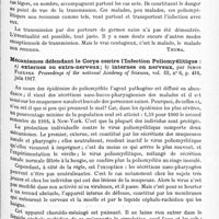 0883 - Page 847 - Analyses. Neurologie. Études spéciales. Moelle. Contagion de la poliomyélite, par Alvah-H. Doty... Medical Record... / Mécanismes défendant le corps contre l'infection poliomyélitique : a) externes ou extra-nerveux ; b) internes ou nerveux, par Simon Flexner. Proceedings of the national Academy of Sciences...