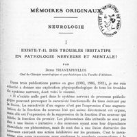0917 - Page 881 - Mémoires originaux. Neurologie. I. Existe-t-il des troubles irritatifs en pathologie nerveuse et mentale ? Par Denis Triantaphyllos...