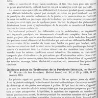 1012 - Page 976 - Analyses. Neurologie. Études spéciales. Moelle. Remarques sur la poliomyélite antérieure. Principes de son traitement. Applications pratiques, par Royal Whitman... Medical Record / Quelques points du traitement de la paralysie infantile, par Harold W. Wright... Medical Record...