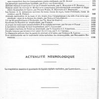 0006 - Page 2 - Tables. I. Mémoires originaux / Actualité neurologique