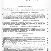 0013 - Page 9 - Tables. IV. XXIVe Congrès des aliénistes et neurologistes de France et des pays de langue française. Session de Strasbourg (2-7 août 1920)