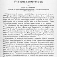 0073 - Page 9 - Mémoires originaux. Neurologie. II. Contracture précoce d'origine réflexe (syndrome hormétonique), par Serge Davidenkof. Travail de la Clinique des maladies nerveuses de l'École médicale féminine à Kharkof (Russie)