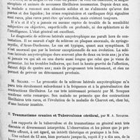 0135 - Page 69 - Société de neurologie de Paris. Séance du 8 janvier 1920. Communications et présentations. I. Sclérose latérale amyotrophique de longue durée, par M. A. Souques / II. Traumatisme crânien et tuberculome cérébral, par M. A. Souques