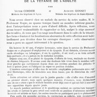 0314 - Page 244 - Mémoires originaux. Neurologie. IV. Les localisations anormales de la tétanie de l'adulte, par Victor Cordier... et Auguste Gonnet...
