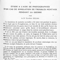 0321 - Page 251 - Mémoires originaux. Psychiatrie. V. Étude à l'aide de photographies d'un cas de simulation de troubles mentaux pendant la guerre, par le Dr Eugène Gelma