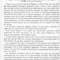 0328 - Page 256 - Société de neurologie de Paris. Séance du 4 mars 1920. Correspondance / Communications et présentations. I. Algie vélo-pharyngée essentielle. Traitement chirurgical, par MM. R. Sicard et Robineau