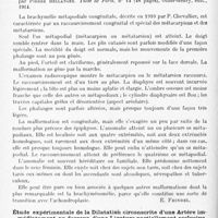 0554 - Page 478 - Analyses. Neurologie. Études spéciales. Dystrophies. La pelade des commotionnés et troubles trophiques postcommotionnels, par E. Maurin. Thèse de Lyon, 1918... / Contribution à l'étude de la brachymélie métapodiale congénitale, par Pierre Bellanger. Thèse de Paris..., 1914 / Étude expérimentale de la dilatation circonscrite d'une artère immédiatement au-dessous d'une ligature partiellement occlusive. Explication de la dilatation de l'artère sous-clavière que l'on observe éventuellement dans les cas de côte cervicale, par W.-S. Halsted. The Journal of Experimental Medicine...