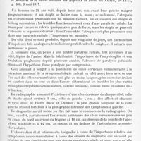 0555 - Page 479 - Analyses. Neurologie. Études spéciales. Dystrophies. Étude expérimentale de la dilatation circonscrite d'une artère immédiatement au-dessous d'une ligature partiellement occlusive. Explication de la dilatation de l'artère sous-clavière que l'on observe éventuellement dans les cas de côte cervicale, par W.-S. Halsted. The Journal of Experimental Medicine... / Côtes cervicales surnuméraires ayant déterminé une pseudo-paralysie radiale bilatérale avec amyotrophie, par André Léri. Bulletins et mémoires de la Société médicale des hôpitaux de Paris... / Neurofibromatose héréditaire et familiale, par J.-D. Rolleston. Proceedings of the Royal Society of Medicine... Section for the Study of Disease in Children...