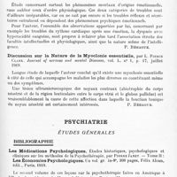 0571 - Page 495 - Analyses. Neurologie. Études spéciales. Névroses. Les soldats plicaturés dorsaux, par A.-F. Hurst. Seale Hayen Neurological Studies... / L'origine de l'émotion chez les soldats, par Foster Kennedy. Journal of the American and medical Association... / Discussion sur la nature de la myoclonie essentielle, par L. Pierce Clark. Journal of nervous and mental Diseases... / Psychiatrie. Études générales. Bibliographie. Les médications psychologiques. Études historiques, psychologiques et cliniques sur les méthodes de la psychothérapie, par Pierre Janet. - Tome II : Les économies psychologiques..., Félix Alcan, édit., Paris, 1919