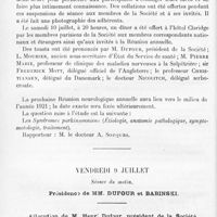 0690 - Page 612 - Société de neurologie de Paris. Réunion neurologique annuelle (9-10 juillet 1920). Vendredi 9 juillet. Séance du matin. Allocution de M. Henri Dufour...