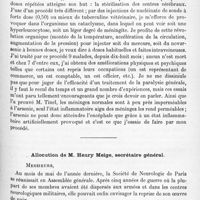 0823 - Page 745 - Société de neurologie de Paris. Réunion neurologique annuelle (9-10 juillet 1920). Samedi 10 juillet. Séance de l'après-midi. Traitement de la neuro-syphilis (suite) / Allocution de M. Henry Meige...