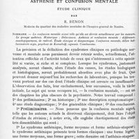 0892 - Page 812 - Mémoires originaux. Psychiatrie. II. Asthénie et confusion mentale. Étude clinique, par R. Benon...