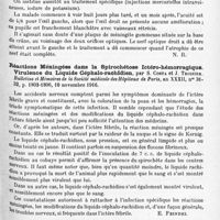 0929 - Page 847 - Analyses. Neurologie. Études spéciales. Méninges. Méningite syphilitique avec amaurose bilatérale, par C. Charlin... Annales d'oculistique... / Réactions méningées dans la spirochétose ictéro-hémorragique. Virulence du liquide céphalo-rachidien, par S. Costa et J. Troisier. Bulletins et mémoires de la Société médicale des hôpitaux de Paris... / Infections et intoxications. Types cliniques du tétanos localisé, par C.-G. Cumston. New-York Medical Journal...