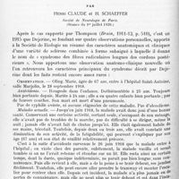 0954 - Page 872 - Mémoires originaux. Neurologie. II. Un nouveau cas de syndrome des fibres longues, par Henri Claude et H. Schaeffer. Société de neurologie de Paris (Séance du 1er juillet 1920)