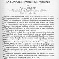 0983 - Page 901 - Mémoires originaux. Neurologie. V. La paraplégie spasmodique familiale, par Paul van Gehuchten. Travail du service de M. le Professeur Pierre Marie, à la Salpêtrière. Communication à la Société de neurologie de Paris (Séance du 1er juillet 1920)
