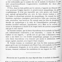1012 - Page 928 - XXIVe Congrès des aliénistes et neurologistes de France et des pays de langue française. Session de Strasbourg (2-7 août 1920). Résumé du rapport sur la question neurologie. Les lésions du corps thyroïde dans la maladie de Basedow, par Gustave Roussy... Discussion sur la question du corps thyroïde dans la maladie de Basedow