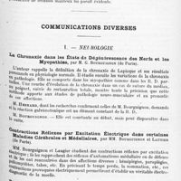 1025 - Page 941 - XXIVe Congrès des aliénistes et neurologistes de France et des pays de langue française. Session de Strasbourg (2-7 août 1920). Résumé du rapport sur la question de médecine légale. Les maladies mentales professionnelles, par E. Coulonjou... Discussion sur les maladies mentales professionnelles / Communications diverses. I. Neurologie. La Chronaxie dans les états de dégénérescence des nerfs et les myopathies, par M. G. Bourguignon... / Contractions réflexes par excitation électrique dans certaines maladies cérébrales et médullaires, par MM. Bourguignon et Laugier... / Recherches sur le clonus vrai de la rotule et considérations sur le clonus en général, par M. J.-A. Barré...