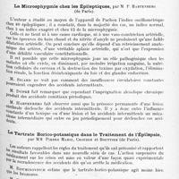 1029 - Page 945 - XXIVe Congrès des aliénistes et neurologistes de France et des pays de langue française. Session de Strasbourg (2-7 août 1920). Communications diverses. I. Neurologie. Les altérations du cycle manométrique du réflexe oculo-cardiaque dans le tabes et la paralysie générale, par MM. Roubinovitch, Lauziers et Laurent / La microsphygmie chez les épileptiques, par M. P. Hartenberg... / Le tartrate borico-potassique dans le traitement de l'épilepsie, par MM. Pierre Marie, Crouzon et Bouttier...