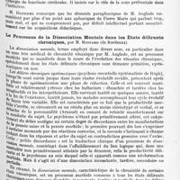 1031 - Page 947 - XXIVe Congrès des aliénistes et neurologistes de France et des pays de langue française. Session de Strasbourg (2-7 août 1920). Communications diverses. II. Psychiatrie. Les territoires intellectuels du cerveau, par M. Anglade... / Le processus de la dissociation mentale dans les états délirants chroniques, par M. Hesnard...