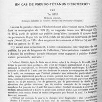 1100 - Page 1016 - Mémoires originaux. Neurologie. IV. Un cas de pseudo-tétanos d'Escherich, par Th. Reh... (Clinique infantile de Genève, service du Professeur d'Espine)