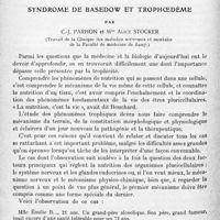 1104 - Page 1020 - Mémoires originaux. Neurologie. V. Syndrome de basedow et trophoedème, par C.-J. Parhon et Mme Alice Stocker (Travail de la Clinique des maladies nerveuses et mentales de la Faculté de médecine de Jassy)