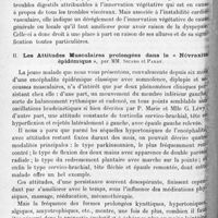 1180 - Page 1096 - Société de neurologie de Paris. Séance du 4 novembre 1920. Communications et présentations. I. La dyspepsie capricieuse par dérèglement de l'innervation végétative, par MM. L. Alquier et R. Humbert / II. Les attitudes musculaires prolongées dans la « Névraxite épidémique », par MM. Sicard et Paraf
