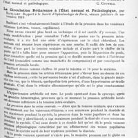 1239 - Page 1155 - Analyses. Neurologie. Études spéciales. Organes des sens. Quelques variations de la tension artérielle intra-oculaire, par Bailliart. Annales d'oculistique... / La circulation rétinienne à l'état normal et pathologique, par Bailliart. Rapport à la Société d'ophtalmologie de Paris...