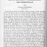 1280 - Page 1196 - Mémoires originaux. Neurologie. III. Note additionnelle sur le traitement intra-rachidien des neurosyphilis, par Belarmino Rodriguez...